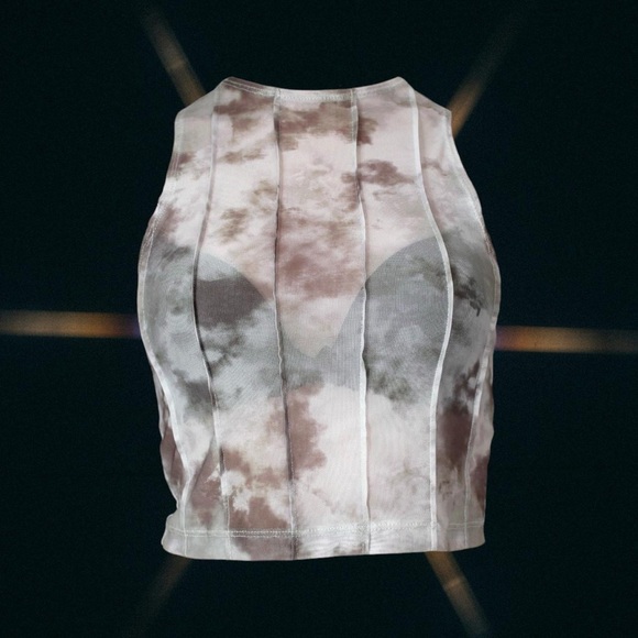 Motel Rocks green tie dye mesh high neck tank top - Picture 1 of 4